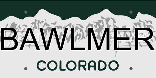 BAWLMER Colorado License Plate