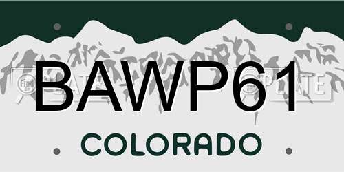 BAWP61 Colorado License Plate