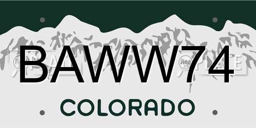 BAWW74 Colorado License Plate