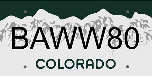 BAWW80 Colorado License Plate