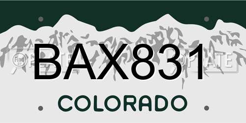BAX831 Colorado License Plate
