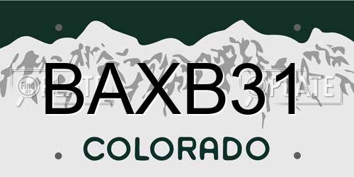 BAXB31 Colorado License Plate