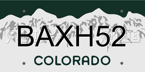 BAXH52 Colorado License Plate