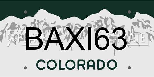 BAXI63 Colorado License Plate