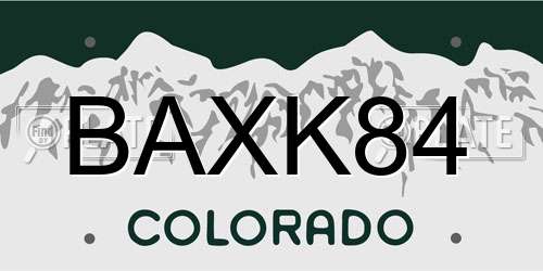 BAXK84 Colorado License Plate