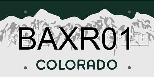 BAXR01 Colorado License Plate
