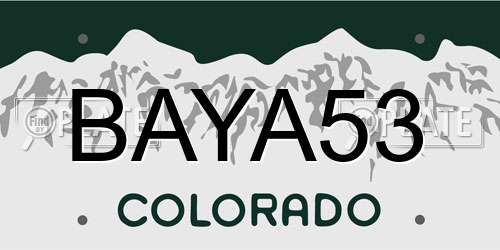 BAYA53 Colorado License Plate