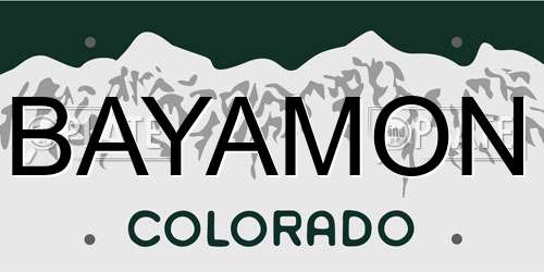 BAYAMON Colorado License Plate