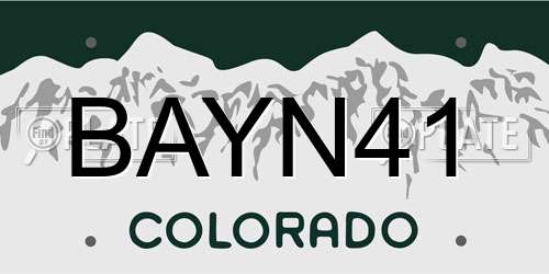 BAYN41 Colorado License Plate