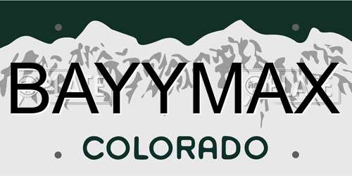 BAYYMAX Colorado License Plate