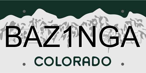 BAZ1NGA Colorado License Plate