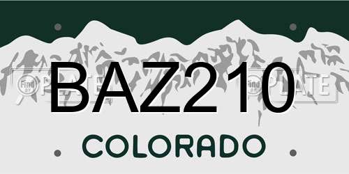 BAZ210 Colorado License Plate