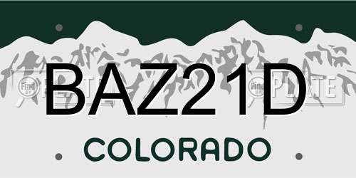 BAZ21D Colorado License Plate
