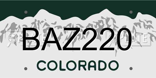 BAZ220 Colorado License Plate