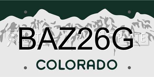 BAZ26G Colorado License Plate