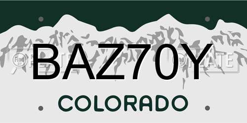 BAZ70Y Colorado License Plate