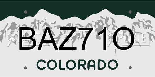 BAZ71O Colorado License Plate