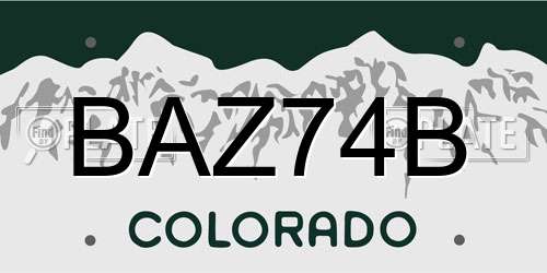 BAZ74B Colorado License Plate