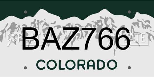 BAZ766 Colorado License Plate