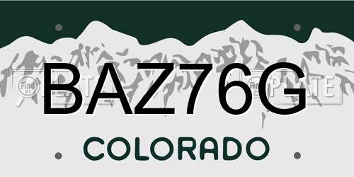 BAZ76G Colorado License Plate