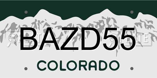 BAZD55 Colorado License Plate