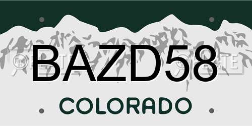 BAZD58 Colorado License Plate