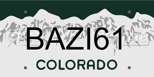 BAZI61 Colorado License Plate