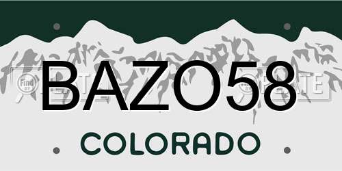 BAZO58 Colorado License Plate