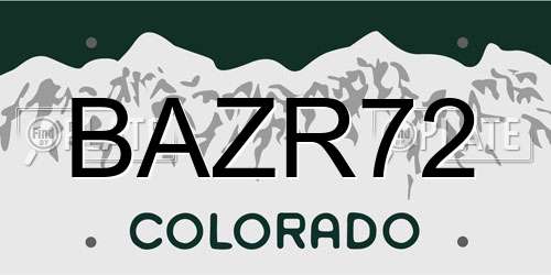 BAZR72 Colorado License Plate