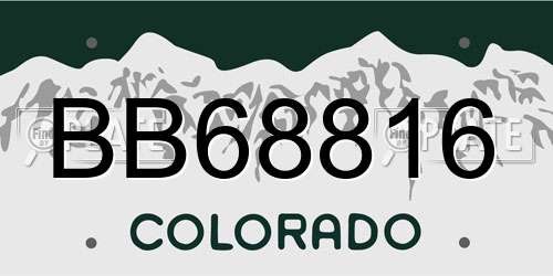 BB68816 Colorado License Plate