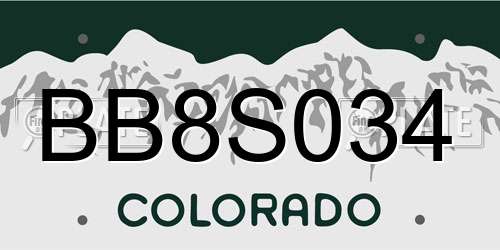 BB8S034 Colorado License Plate