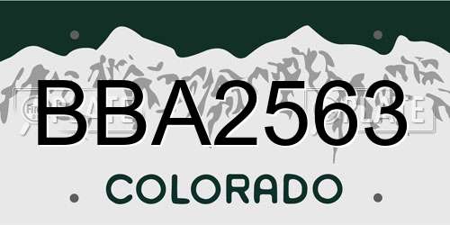 BBA2563 Colorado License Plate