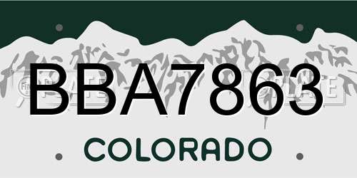 BBA7863 Colorado License Plate