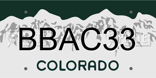 BBAC33 Colorado License Plate