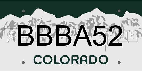 BBBA52 Colorado License Plate