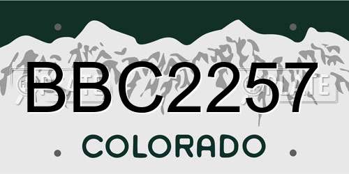 BBC2257 Colorado License Plate