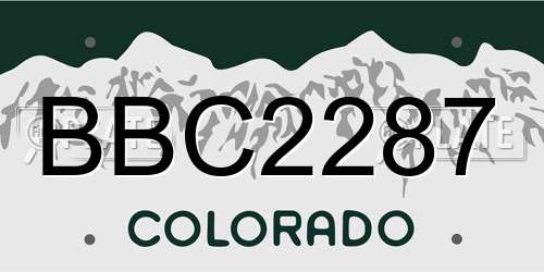 BBC2287 Colorado License Plate