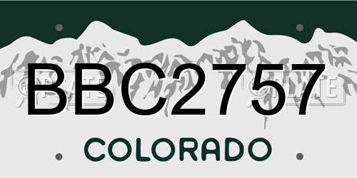 BBC2757 Colorado License Plate