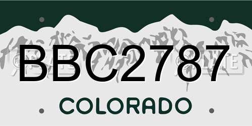 BBC2787 Colorado License Plate