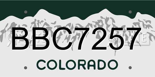 BBC7257 Colorado License Plate