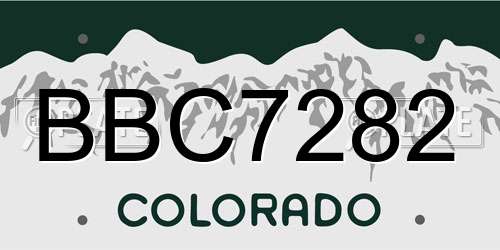 BBC7282 Colorado License Plate