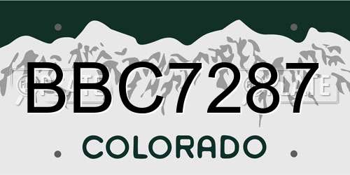 BBC7287 Colorado License Plate
