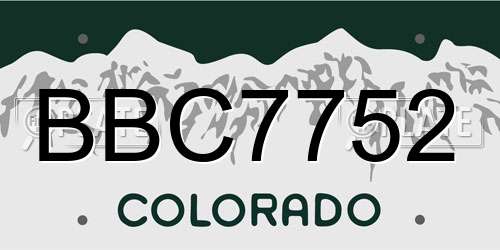 BBC7752 Colorado License Plate