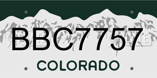 BBC7757 Colorado License Plate