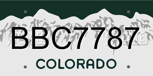 BBC7787 Colorado License Plate