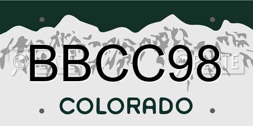 BBCC98 Colorado License Plate