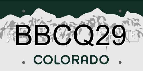 BBCQ29 Colorado License Plate