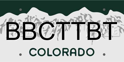 BBCTTBT Colorado License Plate