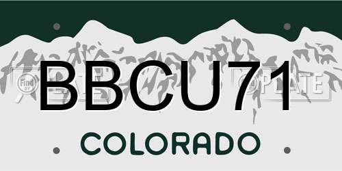 BBCU71 Colorado License Plate