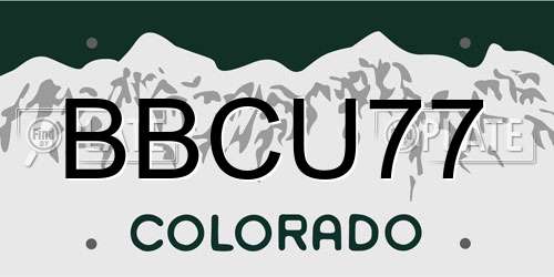 BBCU77 Colorado License Plate